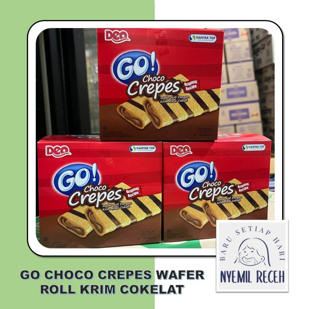 

Go Choco Crepes Wafer Roll Krim Cokelat (isi 24 pcs)