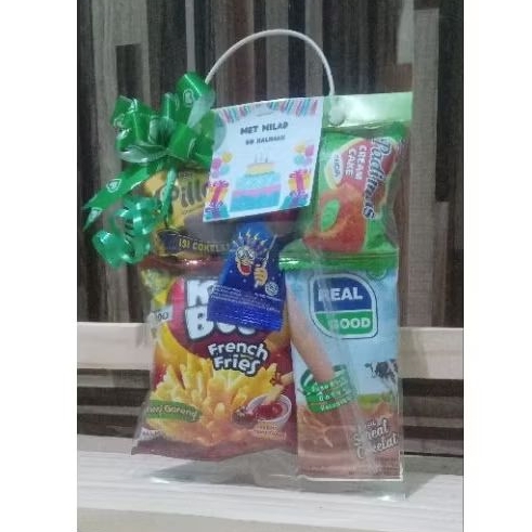 

Paket snack ultah ulang tahun/bingkisan snack ultah anak(02) free kartu ucapan/hangtag