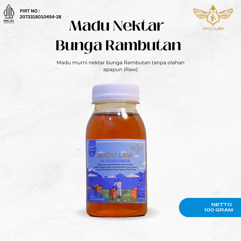 

[Madu Lavi] Kecil Kecil Berkhasiat Madu dari Nektar Bunga Rambutan kemasan 100 gram