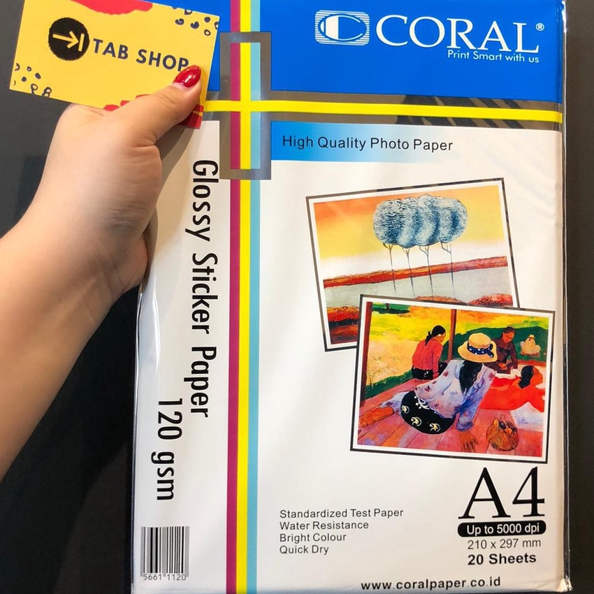 

Terbaik TAB SHOP CORAL GLOSSY STICKER PAPER A4 12 GSM 2 SHEETS KES STIKER LABEL KES