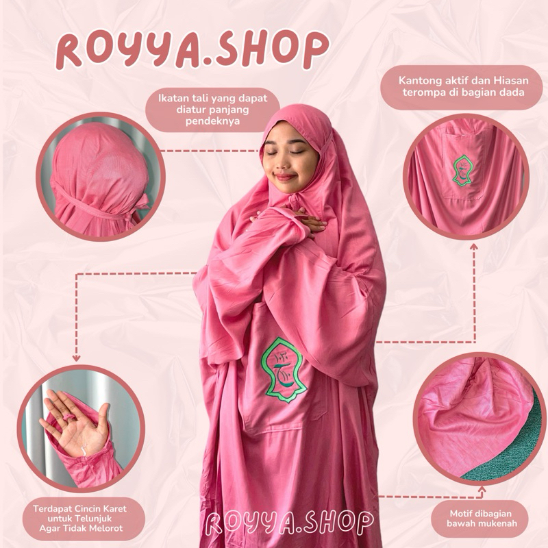 Mukenah Terusan Jumbo Dewasa Pink Terompah Nabi Muhammad