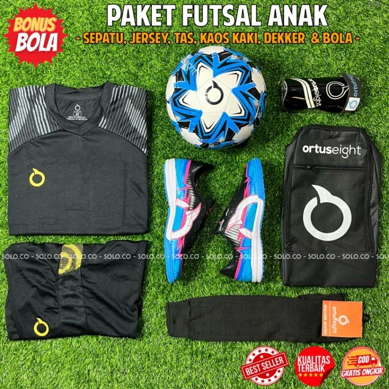 Paket Sepatu Futsal Anak Ortus Catalyst Raiden FG Bonus Bola Lengkap Paket Komplit Sepatu Futsal Ana