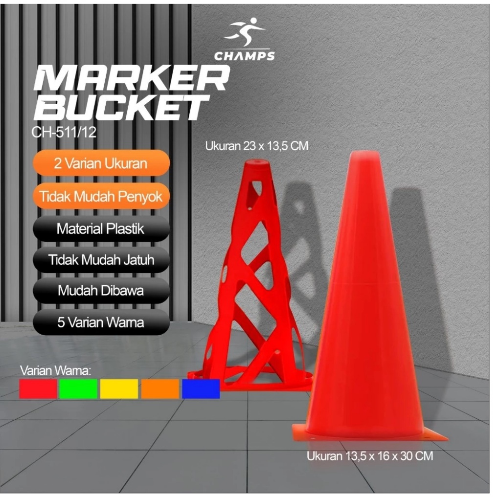 Cone Kerucut Alat Olahraga Futsal / Sepak Bola / Cone Kerucut Lubang / Cone Lubang Marker Bucket