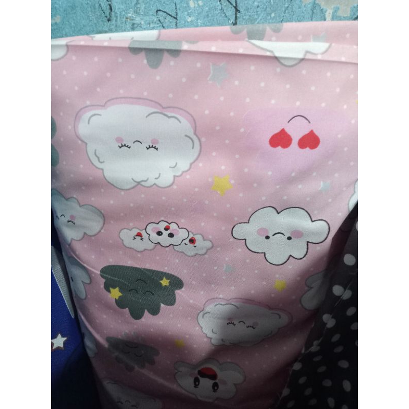 Bahan Kain Katun Seprei Meteran Motif Kartun Karakter Doraemon Spiderman Batman Mickey Mouse Tayo