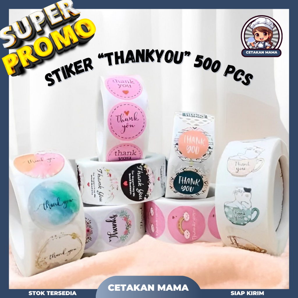 

[500PCS] Stiker Thank You / Stiker Terima Kasih / 1 Roll Stiker Thank You / Sticker Tempel Thank You