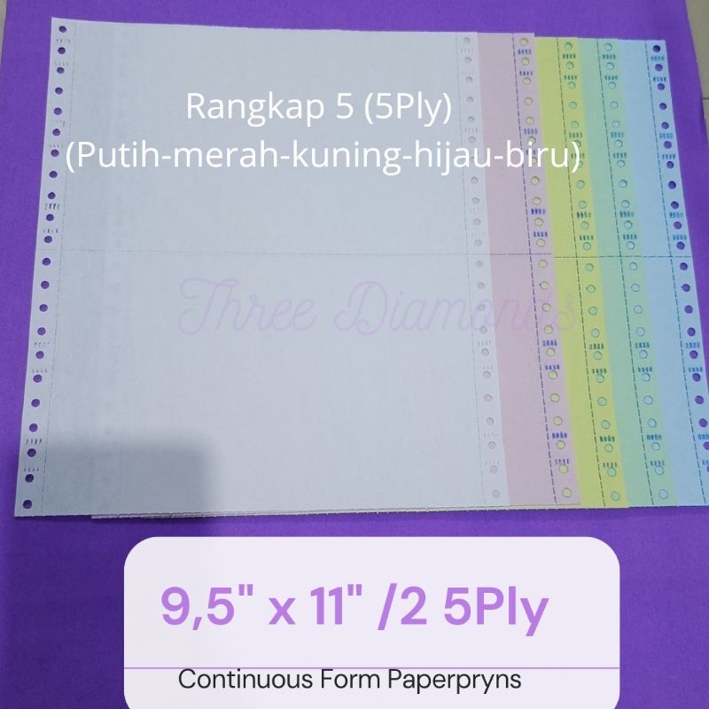 

(10 Lembar 5ply) Kertas Faktur 5Ply | Continuous Form 9.5 x 11 /2 Rangkap 5 | Kertas Nota Invoice Surat Jalan NCR