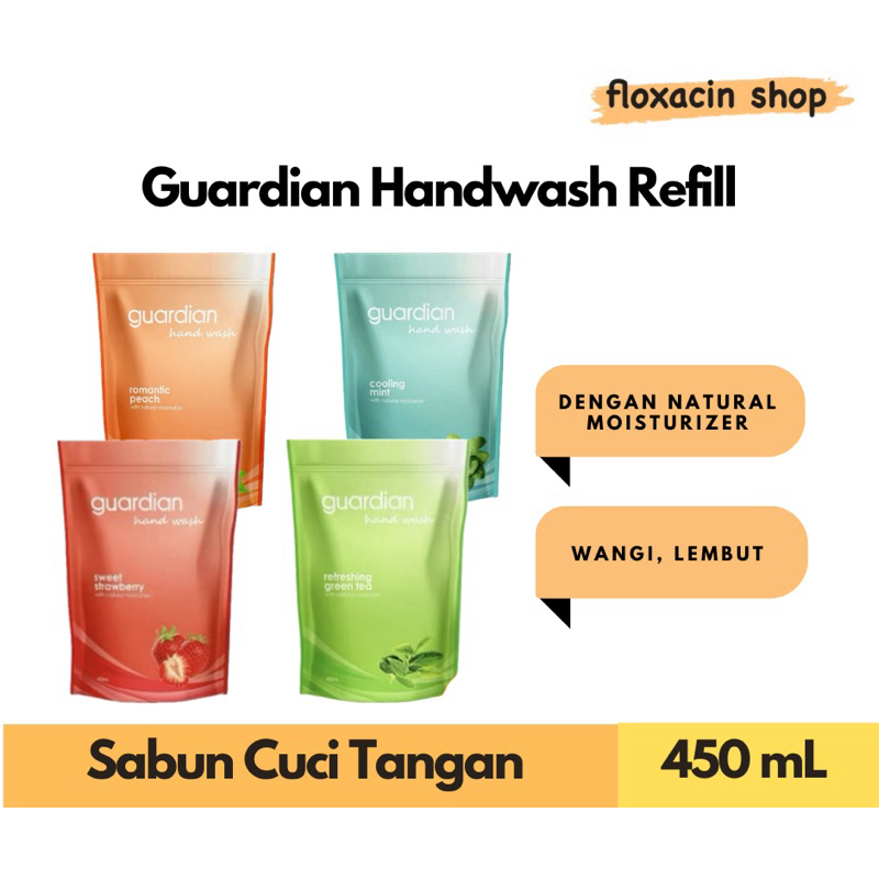GUARDIAN Hand Wash Romantic Peach Cool Pouch 450ml Refill Sabun Cuci Tangan