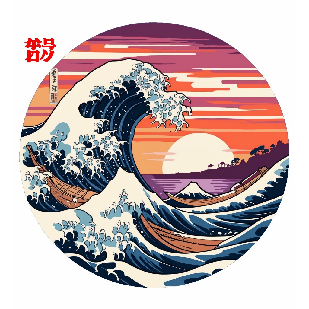 Kaos Desain Ukiyo-e Unik - T-Shirt Jepang Keren dengan Kualitas Terbaik - Noisd Detonation - sunset 