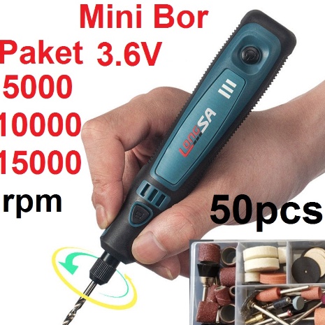 Paket Surprise  Bonkyo Mini Grinder Set Cordless 36V Mini Drill Tuner Mesin Ukir Poles 3 Kecepatan 5