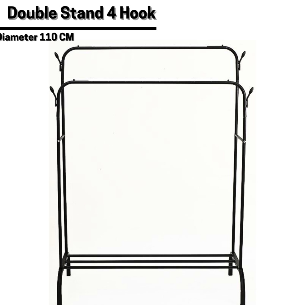 Paling Diminati Double Stand Hanger Diameter 11 CM 2 Hook Rak Gantungan Baju Aesthetic Gantungan Por