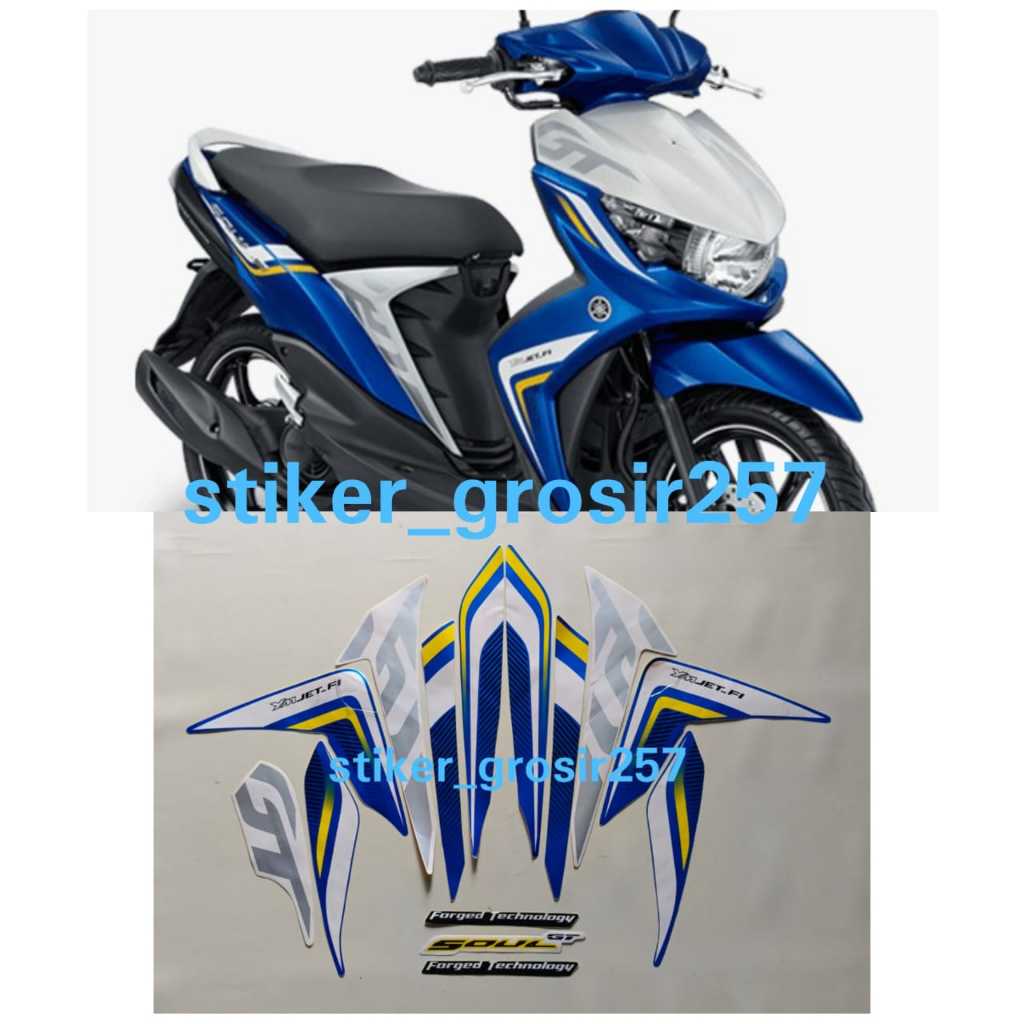 STIKER STRIPING LIS LES BODY YAMAHA MIO SOUL GT 2014 2015 BIRU PUTIH STANDAR
