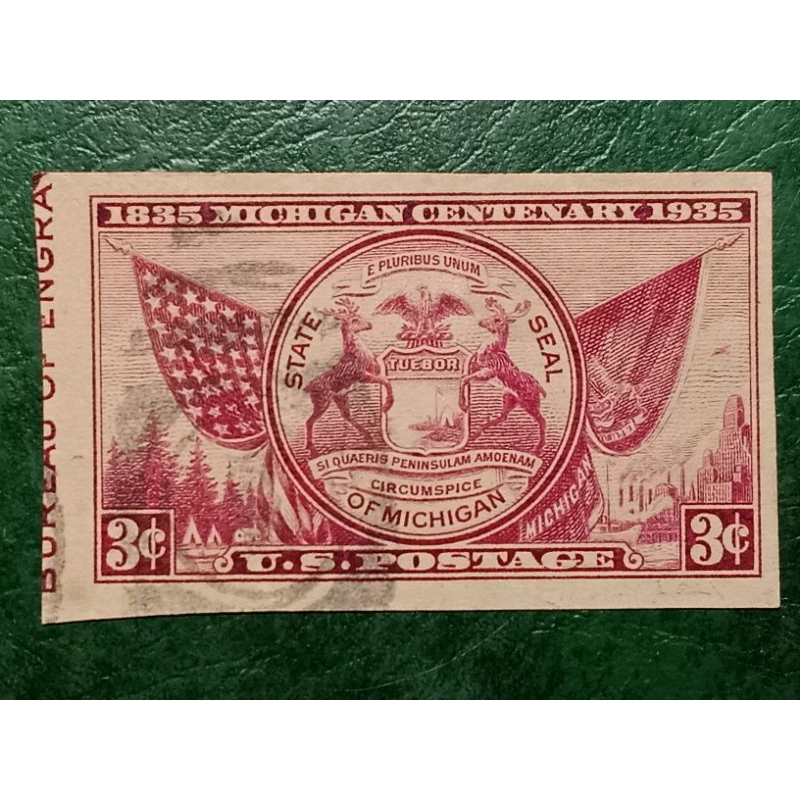 

Prangko USA 3 Cents Michigan Centenary Tahun 1935 USED