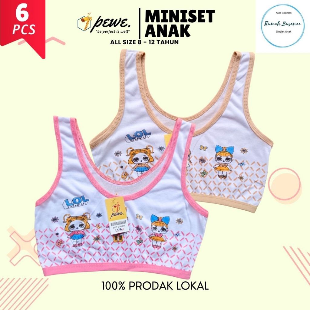 6 Pcs Miniset Anak Remaja Bordir - Miniset Anak Perempuan 8-12 Tahun - BH Remaja Perempuan Terlaris