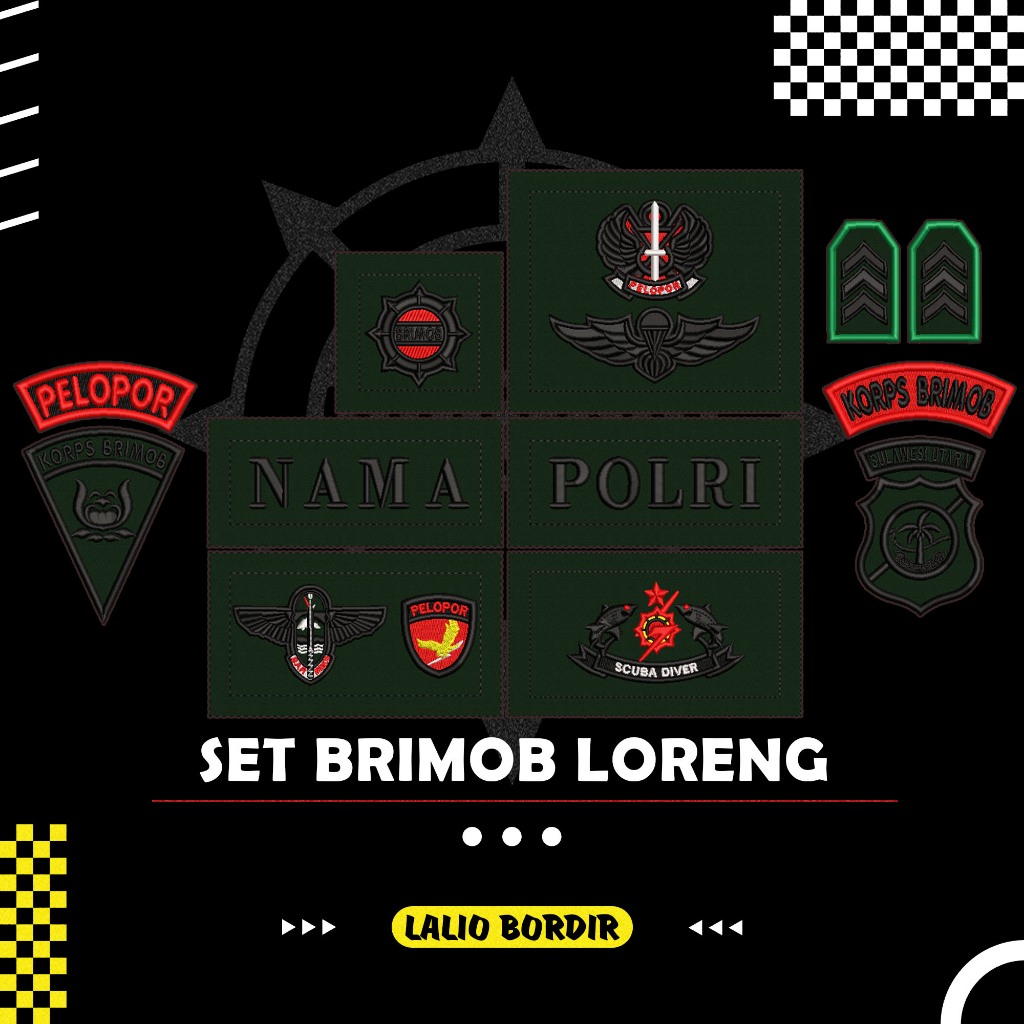 OK Bordir Set Brimob Pdl Loreng Timbul Bahan Jatah Pembagian Terbaru Halus JOSS
