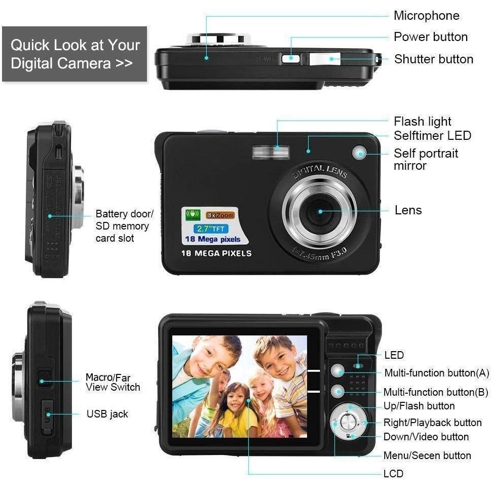 STOKTERBARU CODKamera digital pocket CAM 48MP 8X 18P digicam kamera murah digital camera mini kamera