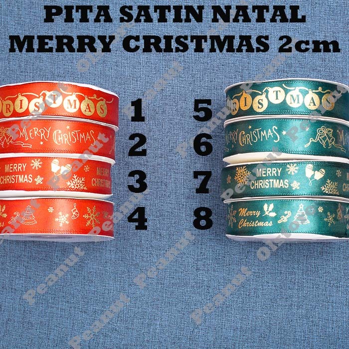 

Pita Satin Natal - Merry Christmas 2cm per Roll