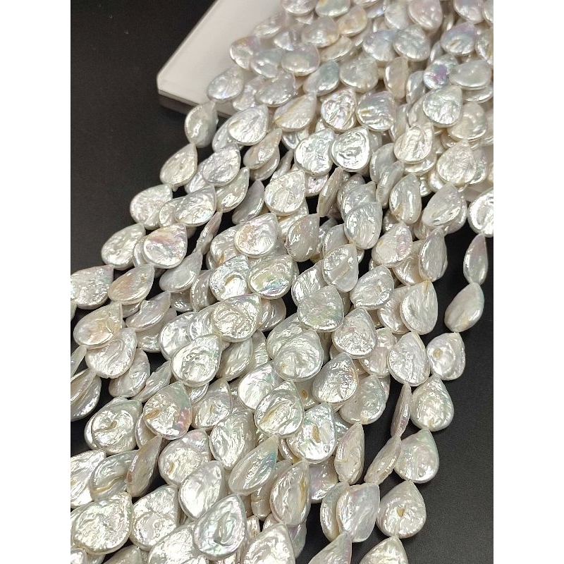 Bahan Mutiara Air Tawar Baroque Pearl Per untai Tetes Gepeng 24 bh Fresh Water Pearl
