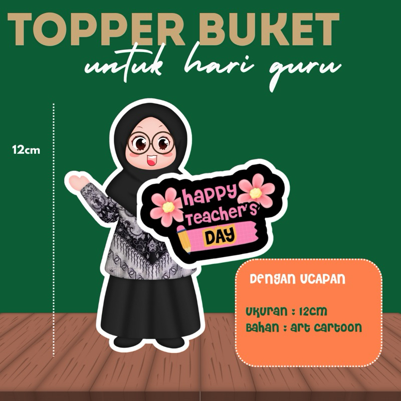 

Topper hari guru dengan ucapan , per 5pcs