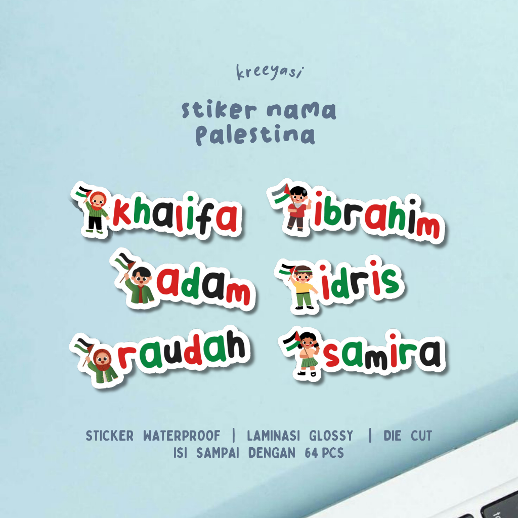 

PALESTINA - Stiker Label Nama Custom - Waterproof - Stiker Tumbler Hampers Ulang Tahun