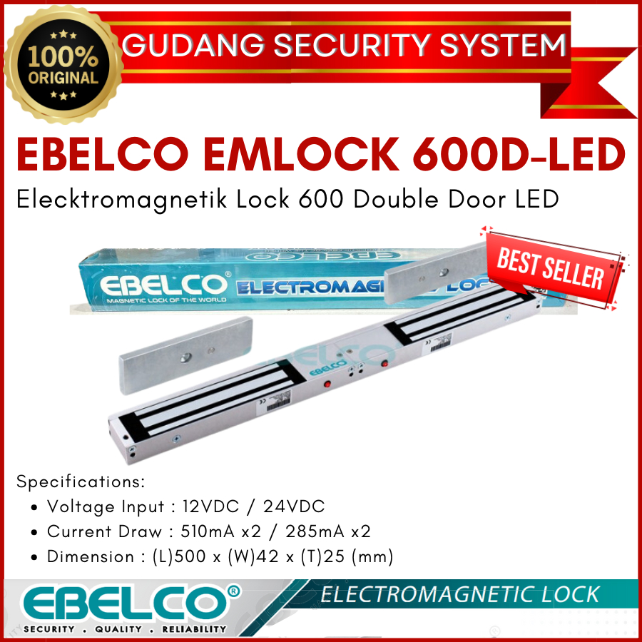 Ebelco Emlock Double Door 600lbs 12/24V Magnetic Door Lock Ebelco 600D-LED