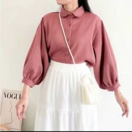 Elze Blouse Shakilla Polos Kancing blus atas muslimah