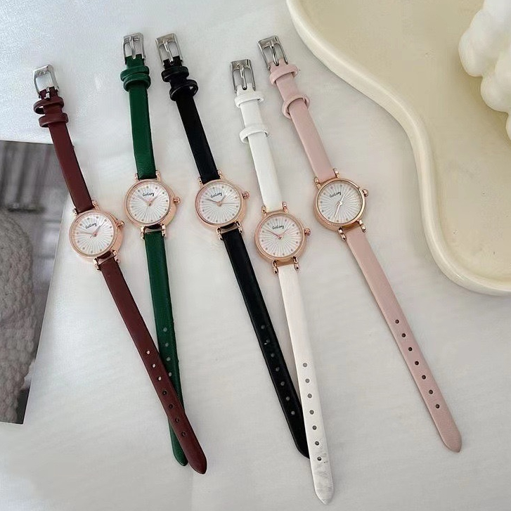 Jam Tangan Wanita Gogoey Tali Kulit Jam Analog Quartz Fashion