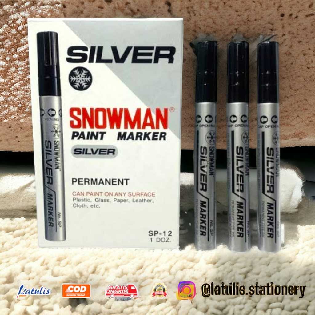 

Spidol Snowman Paint Marker Permanen Besar Sedang SILVER SP 12 / SP-12(3 pcs)