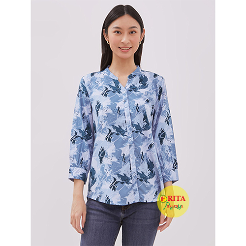 DUST Kemeja Amaya Abstact ECOVERO™️ Comfease (D.13178) Pakaian Wanita Lengan 3/4 Terbaru