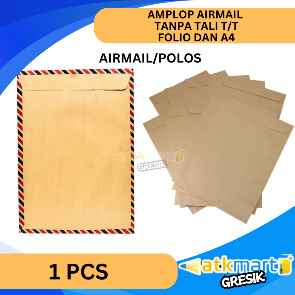 

(TERMURAH) AMPLOP AIRMAIL AMPLOP COKLAT FOLIO (F4) / A4 POLOS AMPLOP UANG TANPA TALI T/T 309 310