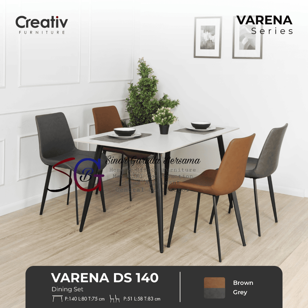 [MEJA LEBIH LUAS] MEJA MAKAN MEWAH 4 KURSI / MEJA MAKAN DENGAN 2 WARNA KURSI MOTIF WHITE MARBLE / ME