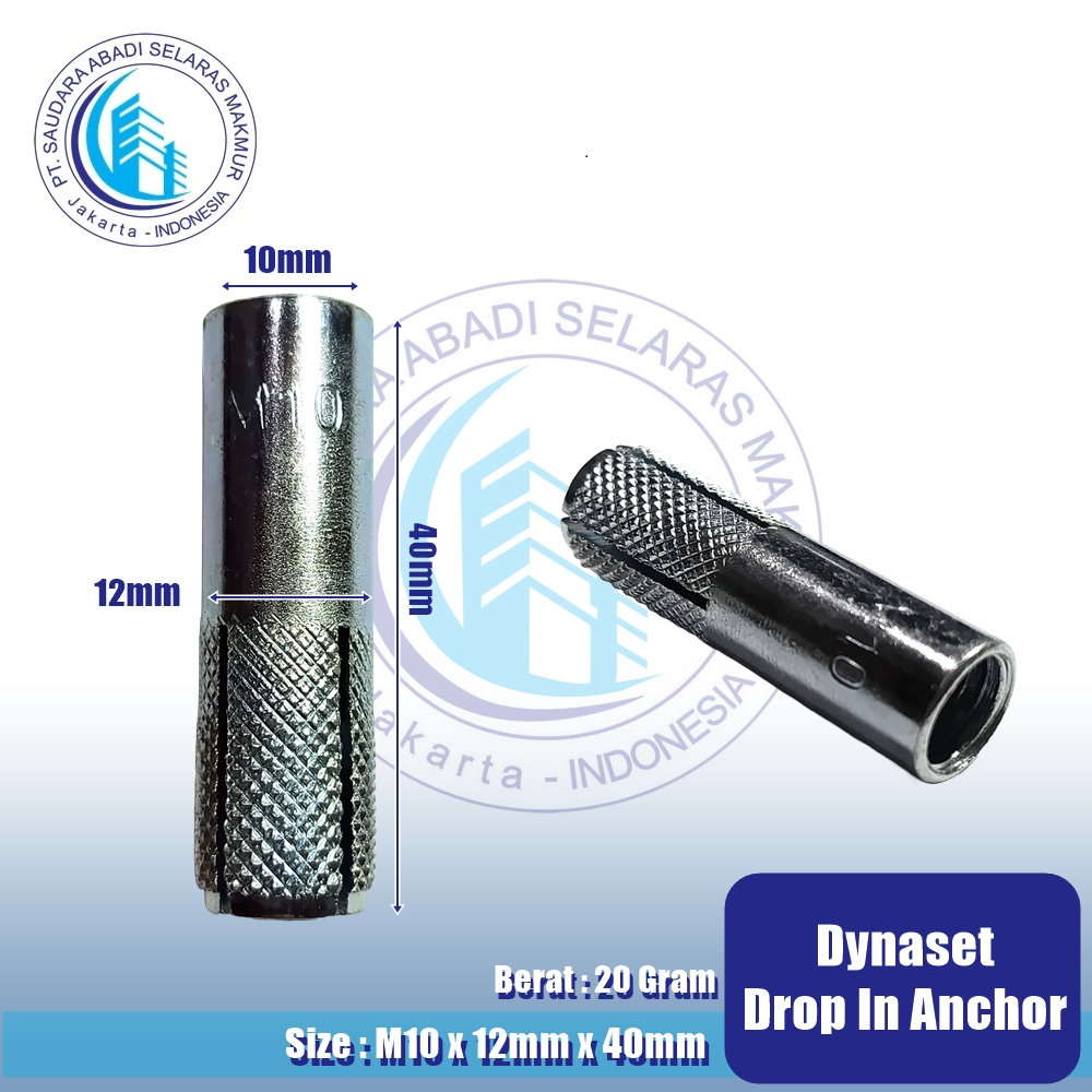 Dynaset M10 / Dinaset M10 / Drop In Anchor M10 / Dynaset 10mm