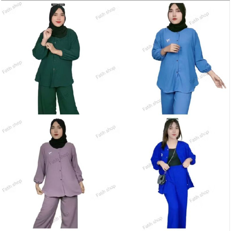 BETS SELLER PROMO TERBARU ONE SET WANITA DEWASA  KEKINIAN /SETELAN  Andin  Katun Premium/ Setelan WA