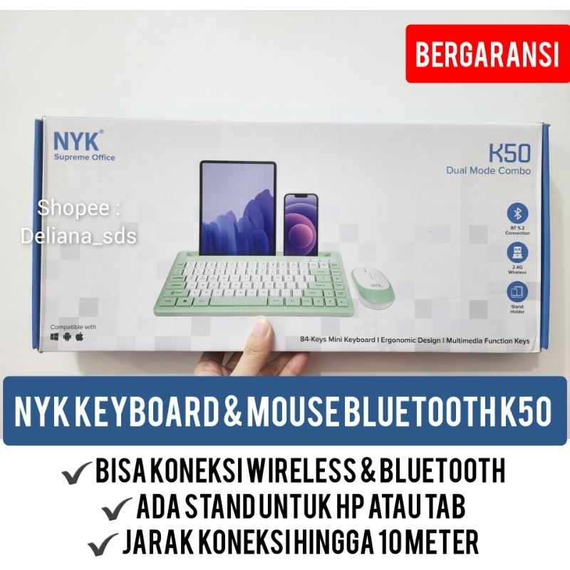 NYK Keyboard & Mouse Bluetooth K50 Garansi Resmi 6 Bulan Keyboard Bluetooth NYK Keyboard Wireless NY