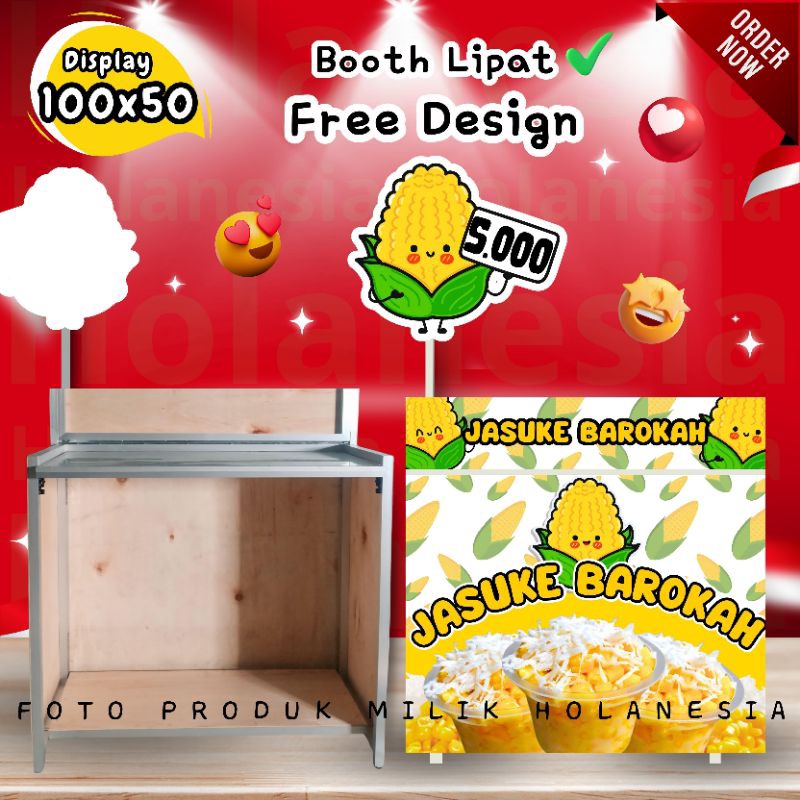 BOOTH LIPAT 100X50, MEJA LIPAT, BOOTH PORTABLE, GEROBAK MAKANAN, GEROBAK MINUMAN