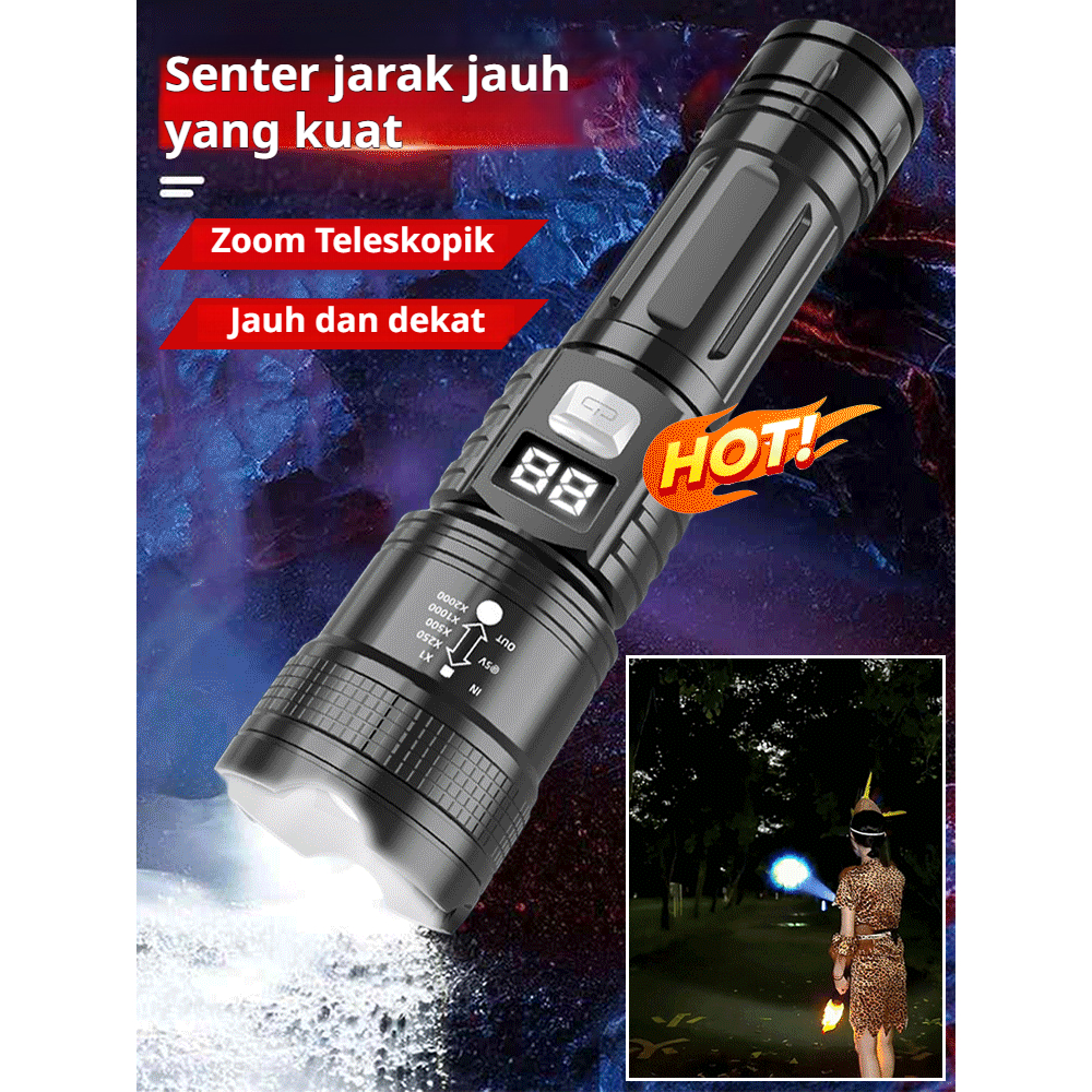 P50 senter zoom yang dapat ditarik/senter cahaya kuat-ledakan cahaya sedang/tampilan daya tahan lama