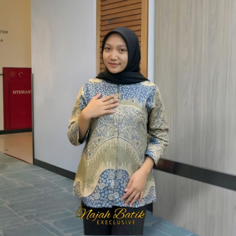 Blous batik wanita katun solo ful lapisan Trikot Premium R22