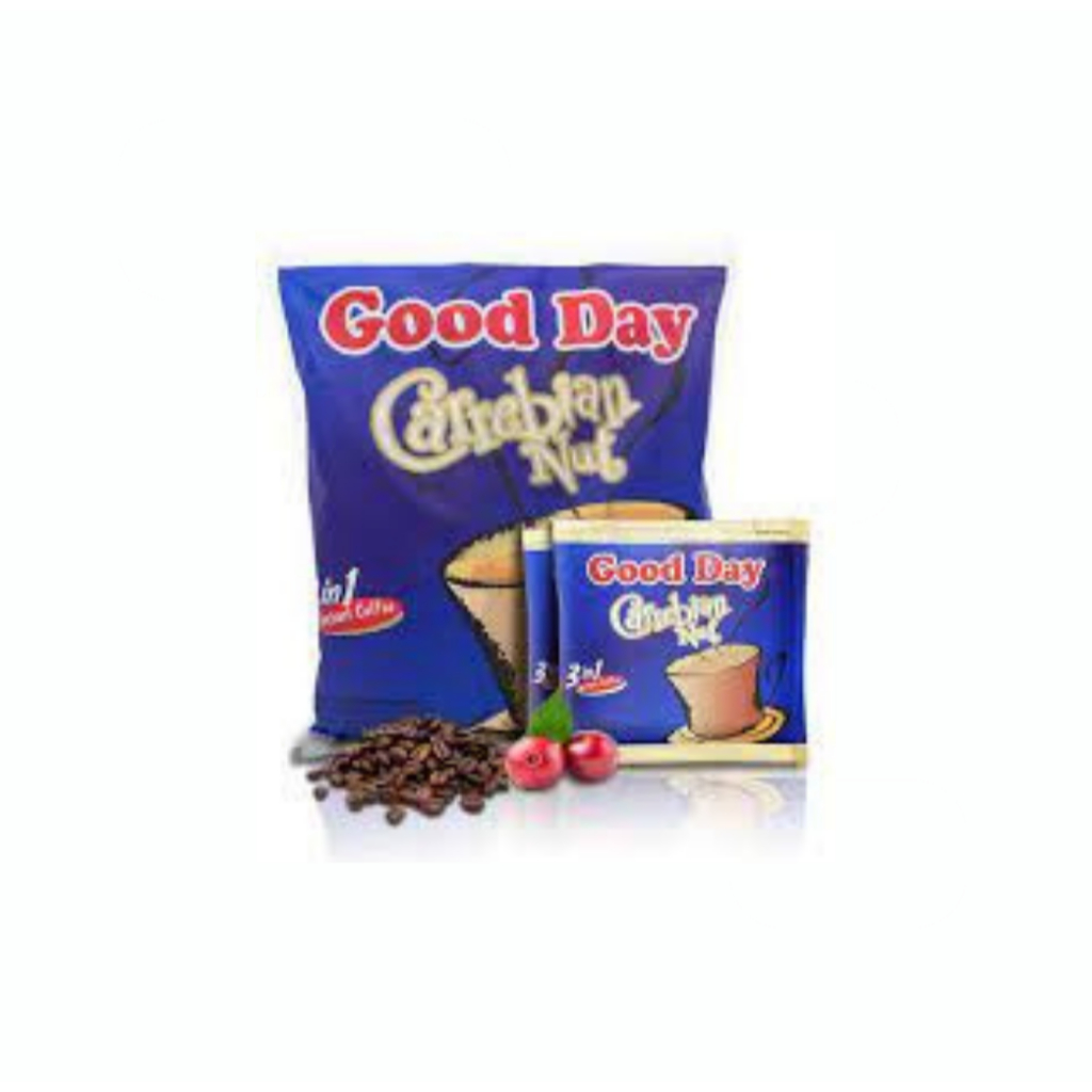 

Kopi Instan 3in1 Good Day Carrebian Nut Biru 1 renteng 10pcs