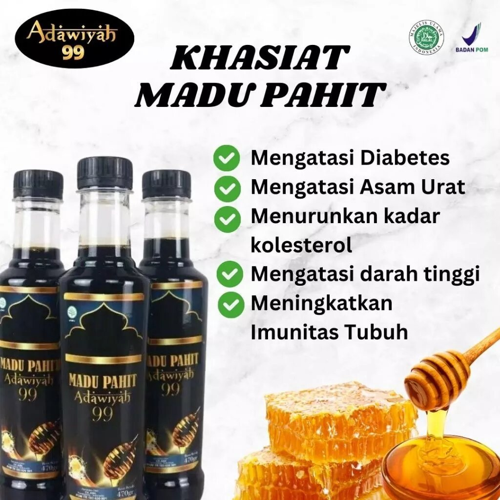 

Madu Hitam Pahit Adawiyah 99 | Madu Pahit Hitam | Madu Asam Lambung Diabetes Hipertensi Kolesterol