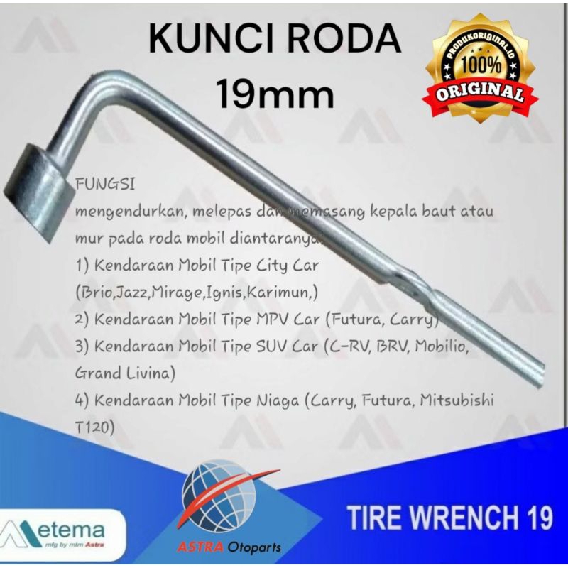 KUNCI RODA MOBIL 19mm untuk ERTIGA,MOBILIO,JAZZ,CARRY,BRIO