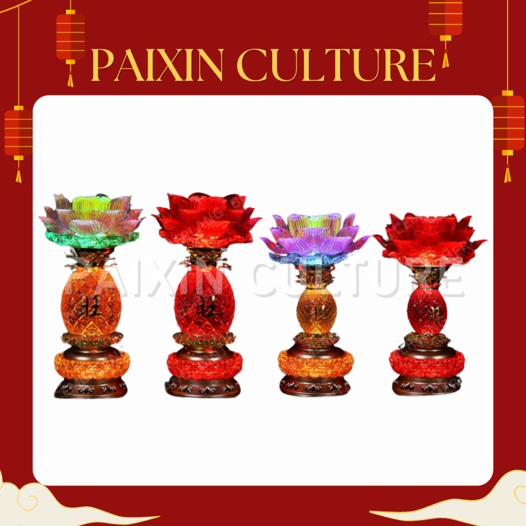 Lampu Sembahyang Kristal Onglai Teratai / Wanglai Lianhua / Nanas / Lampu sembahyang