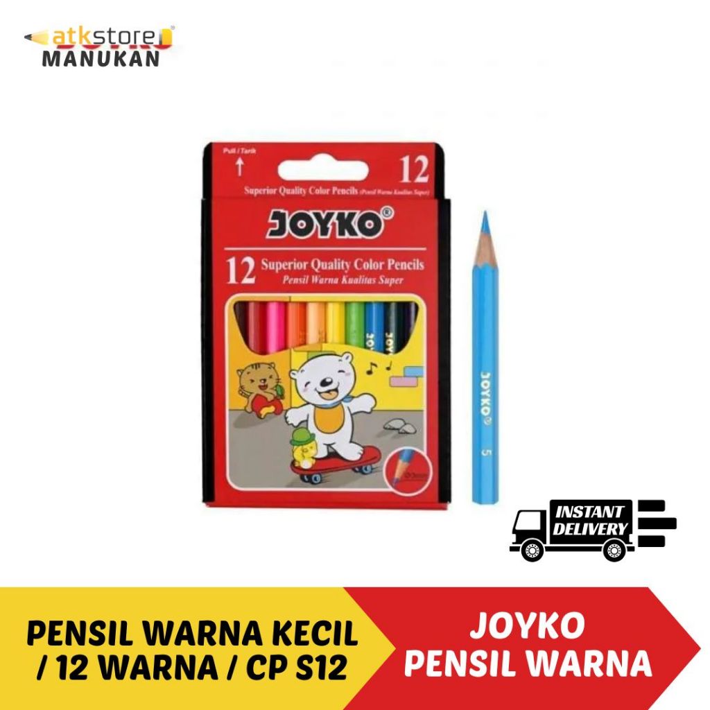 

Joyko Pensil Warna Pendek Type CP-S12 1 Set Isi 12 Warna