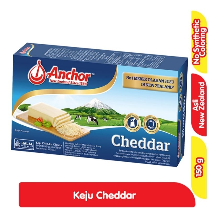 

Anchor Cheddar Keju Block 150 Gram (Packaging Sewaktu2 Berubah)