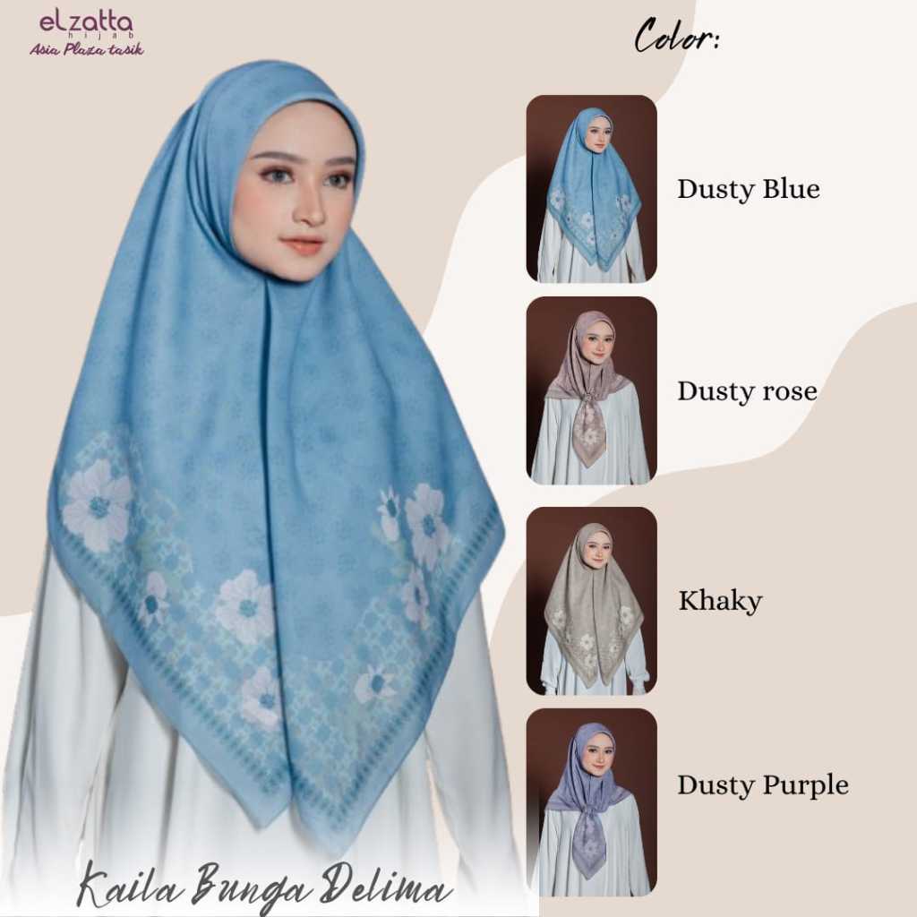 ELZATTA HIJAB SEGIEMPAT KAILA BUNGA DELIMA SEGI EMPAT ELZATTA