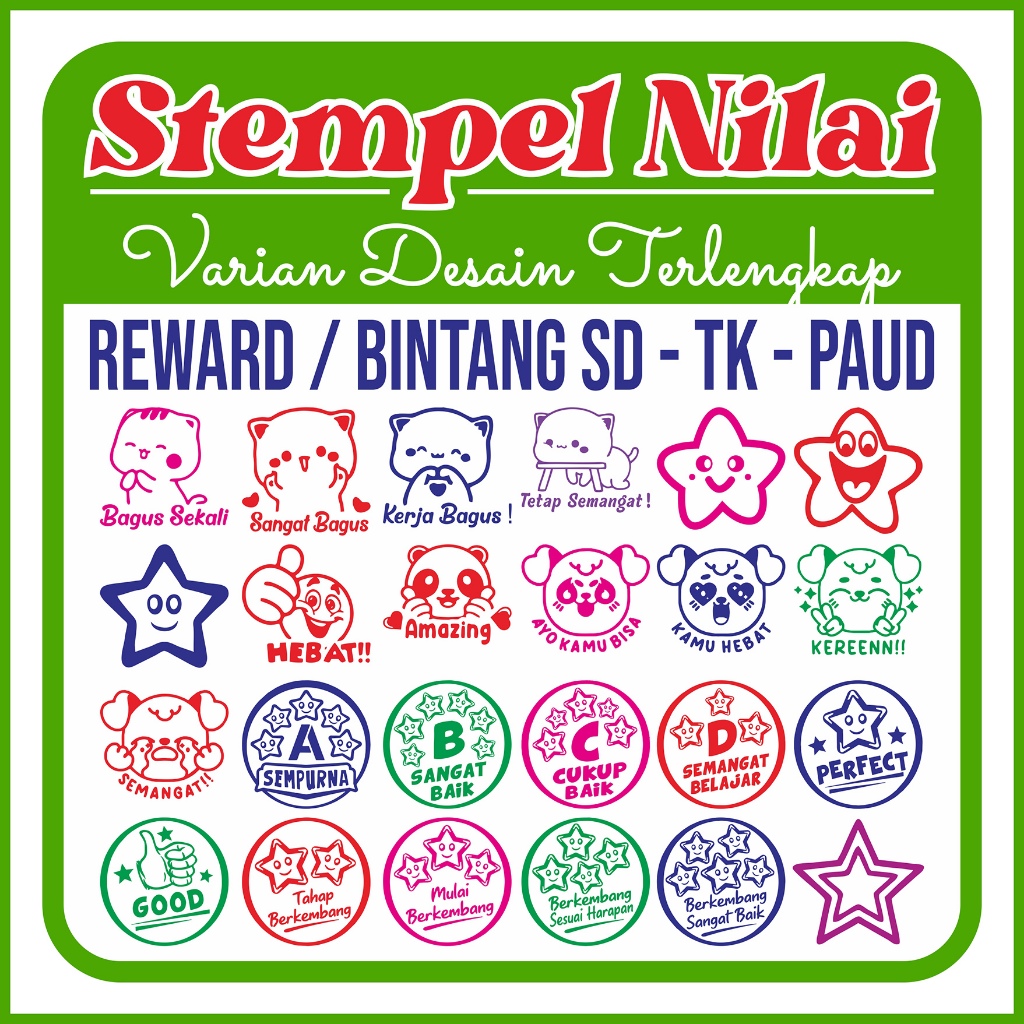

Stempel Nilai Guru REWARD / PAUD / TK / SD / Home Schooling
