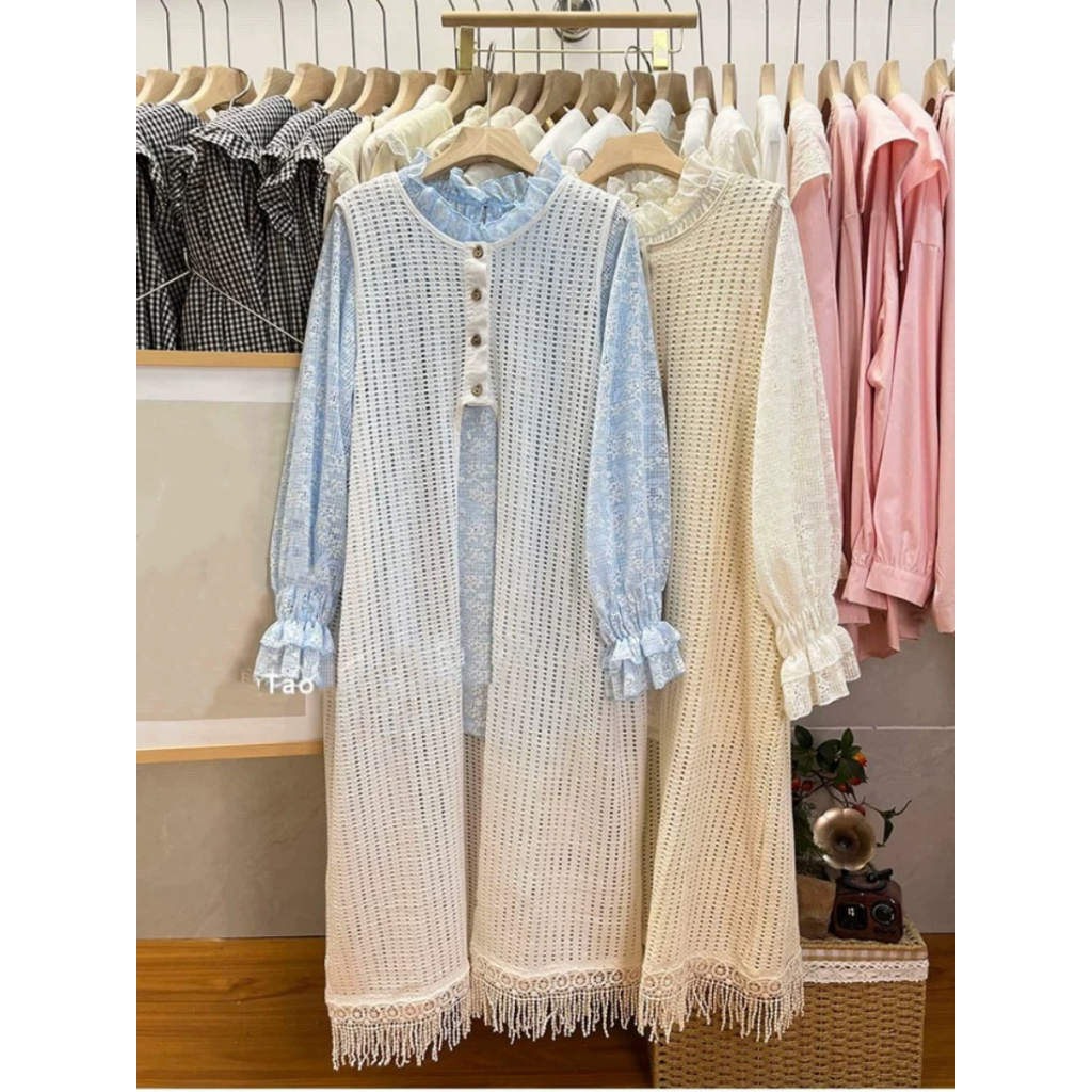 【Clearance】Outer Panjang Jasmine Cardigan Lace Import busana pantai