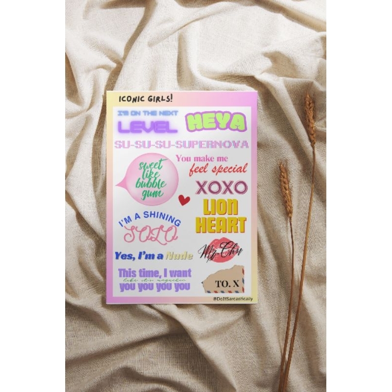 Iconic Girls Sticker / aesthetic quotes kpop lyrics sticker for notebook tumbler phone case etc / st