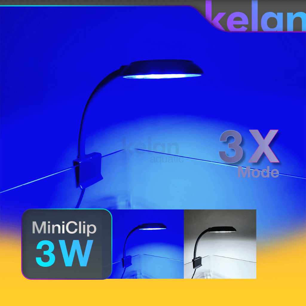 LED Mini Clip Aquarium 3 Watt Lampu Jepit 3 Mode Aquarium