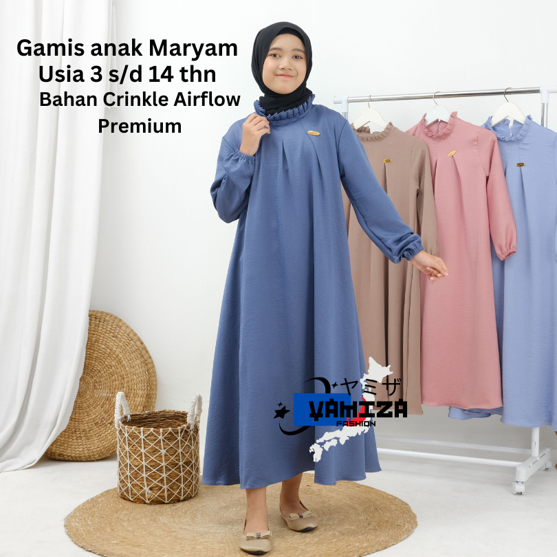 GAMIS ANAK PEREMPUAN CRINKLE AIRFLOW MAHIRA USIA 3 S/D 12 TAHUN BANYAK WARNA