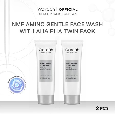 Wardah Crystal Secret NMF Amino + AHA PHA Clarifying Foaming Cleanser 100mL (Twinpack)