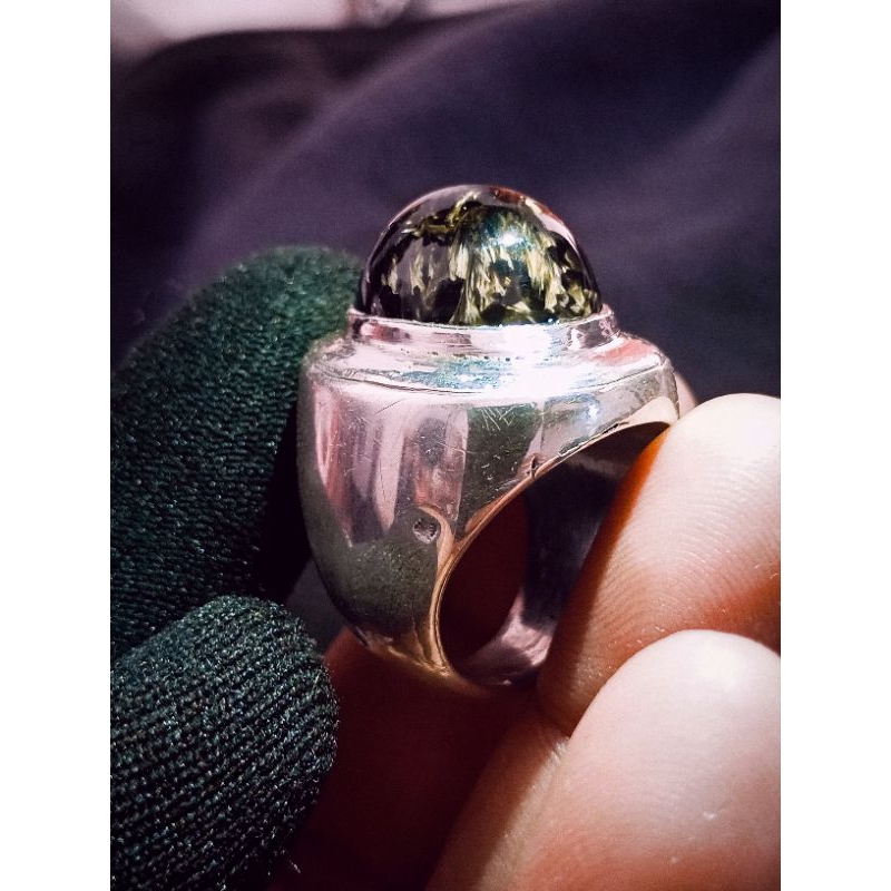 Bulu Macan Lumajang / Basaltic Tiger Glass Jumbo Besar Cincin Perak 925 Handmade